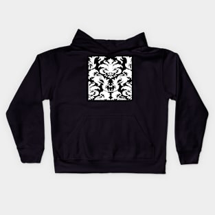 White and Black Victorian Damask #2 Kids Hoodie